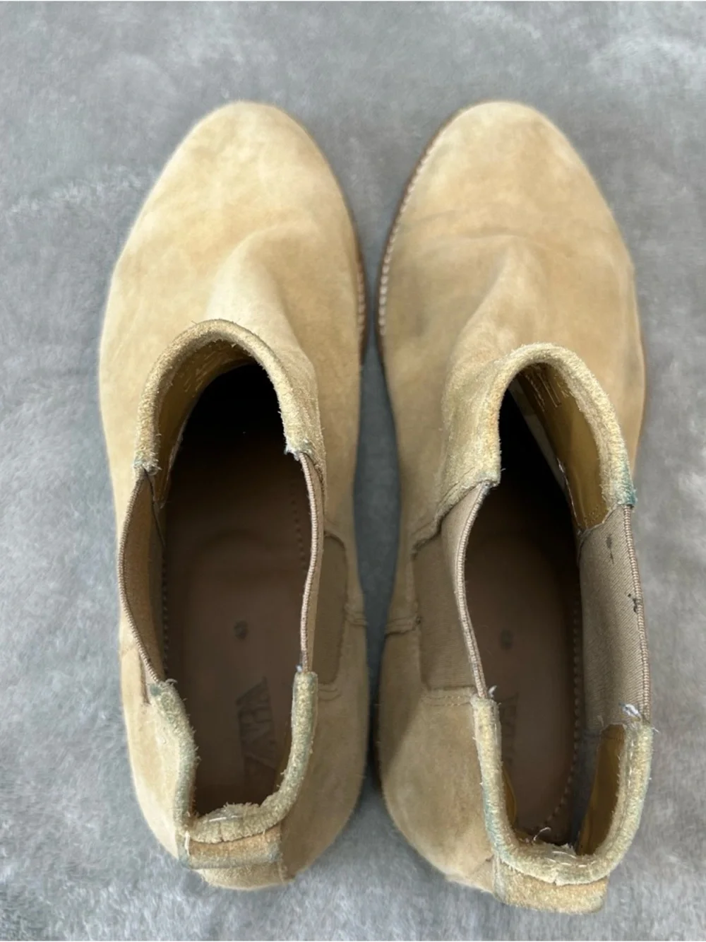 ZARA Tan Suede Chelsea‎ Boots Men’s Elastic Shoes Dress Up Shoes Size 10